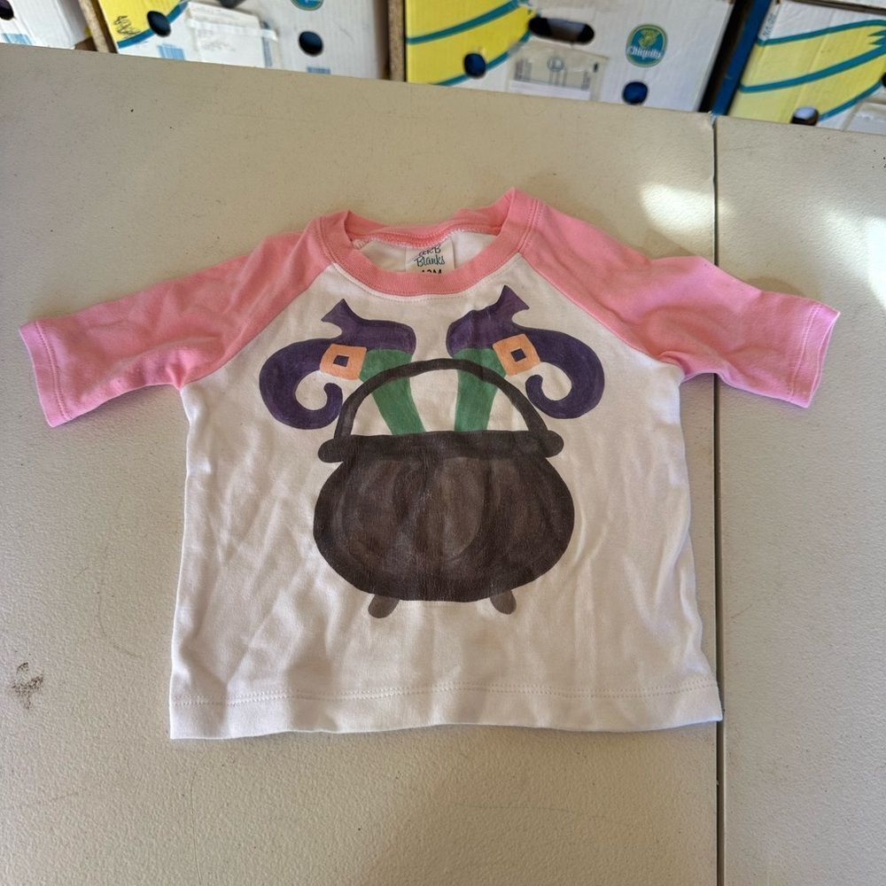 Halloween Kids Pink and White Graphic Shirt